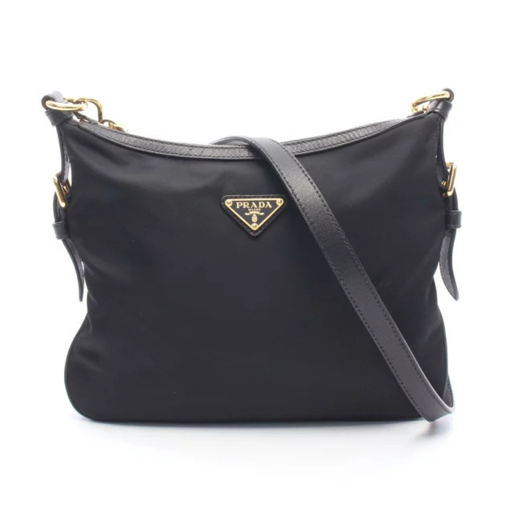Prada Tessuto Saffiano Leather Shoulder Bag Black